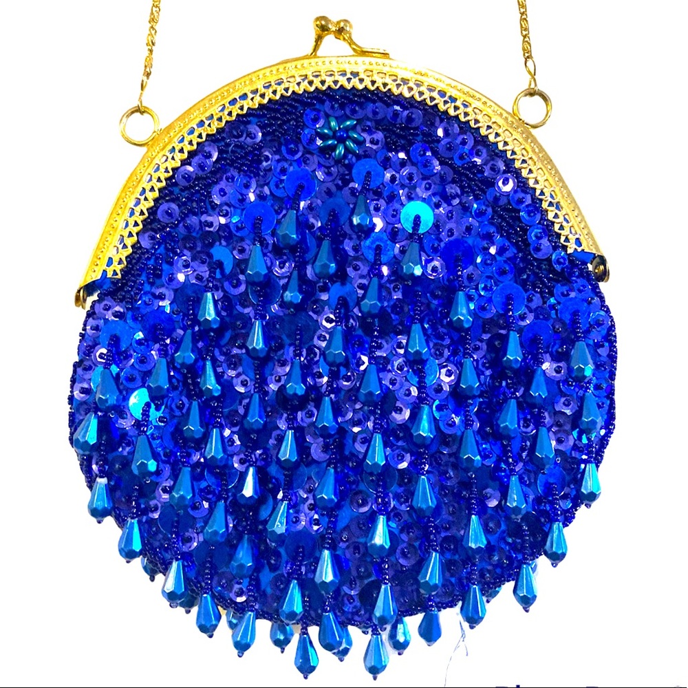 Vintage Blue Sequins and beaded purse